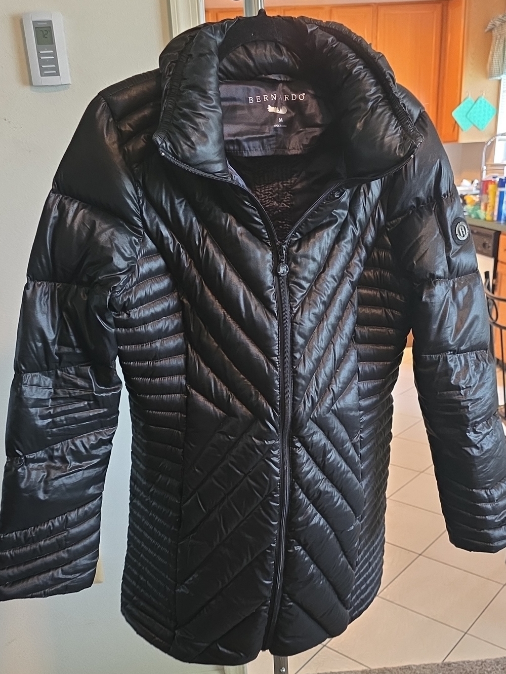 Bernardo Black Quilted Chevron Puffer Jacket